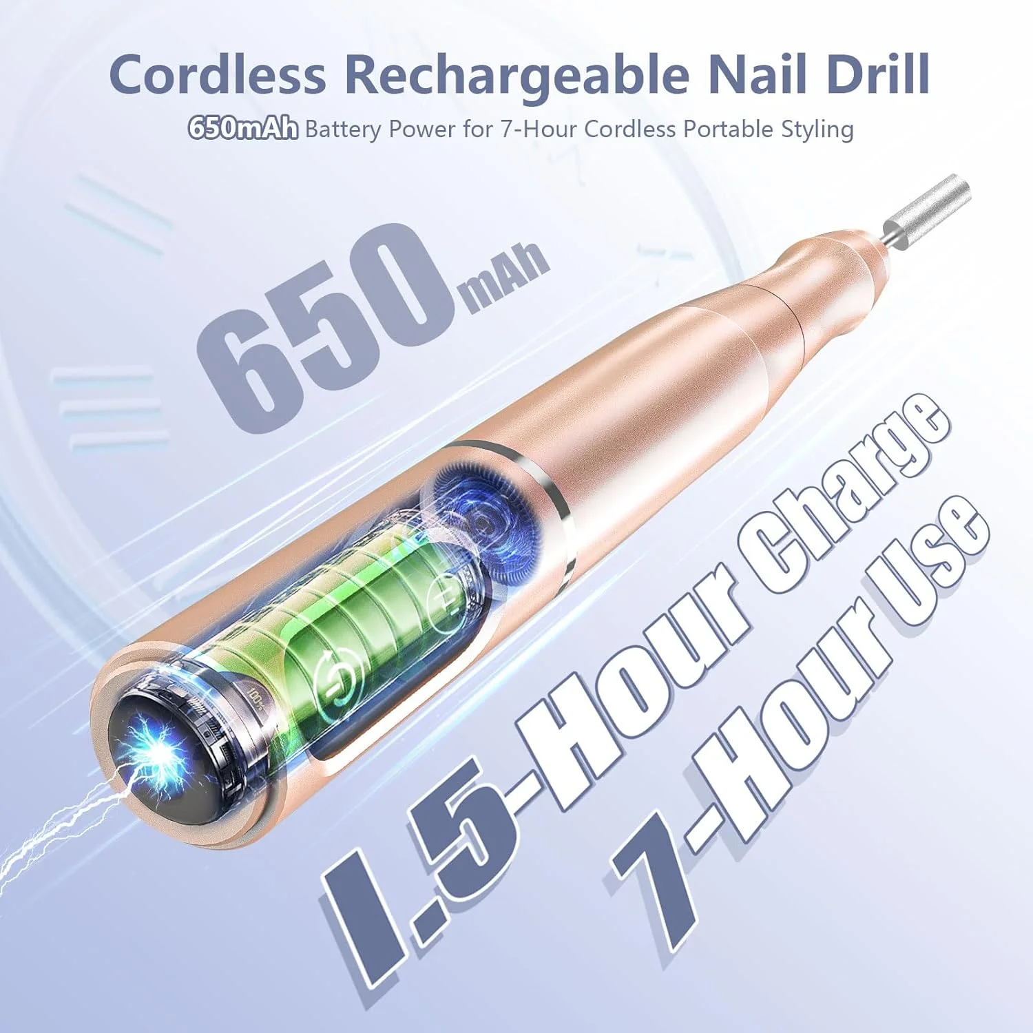 ست سوهان برقی ناخن بی سیم TUOBEO، کیت قابل شارژ برقی، ماشین مانیکور پدیکور قابل حمل حرفه ای با 11 سر سوهان و 56 نوار سنباده برای استفاده در سالن و منزل (طلایی) ست سوهان برقی ناخن بی سیم TUOBEO، کیت قابل شارژ برقی، ماشین مانیکور پدیکور قابل حمل حرفه ای با 11 سر سوهان و 56 نوار سنباده برای استفاده در سالن و منزل (طلایی)