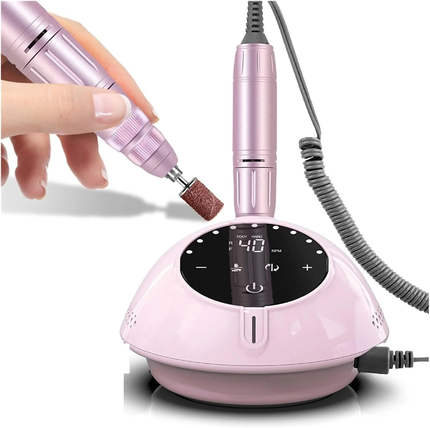 دستگاه سوهان برقی ناخن حرفه ای Suuim با سرعت 40000 دور در دقیقه، دستگاه مانیکور با صفحه نمایش HD، فایل برقی ناخن ارتقا یافته جدید با کاتر، لوازم هنری ناخن