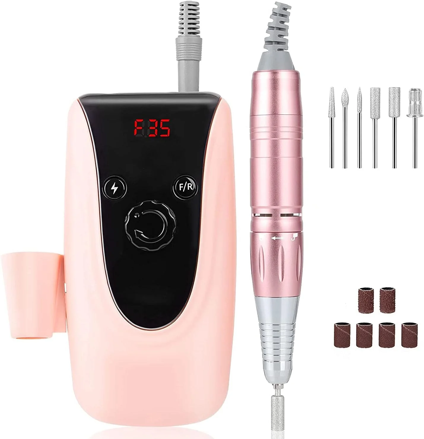 دستگاه سوهان برقی ناخن X&Z-XAOY با صفحه نمایش LCD هوشمند 35000 دور در دقیقه، سوهان ناخن حرفه ای با 6 سری قابل تعویض و نوارهای سمباده