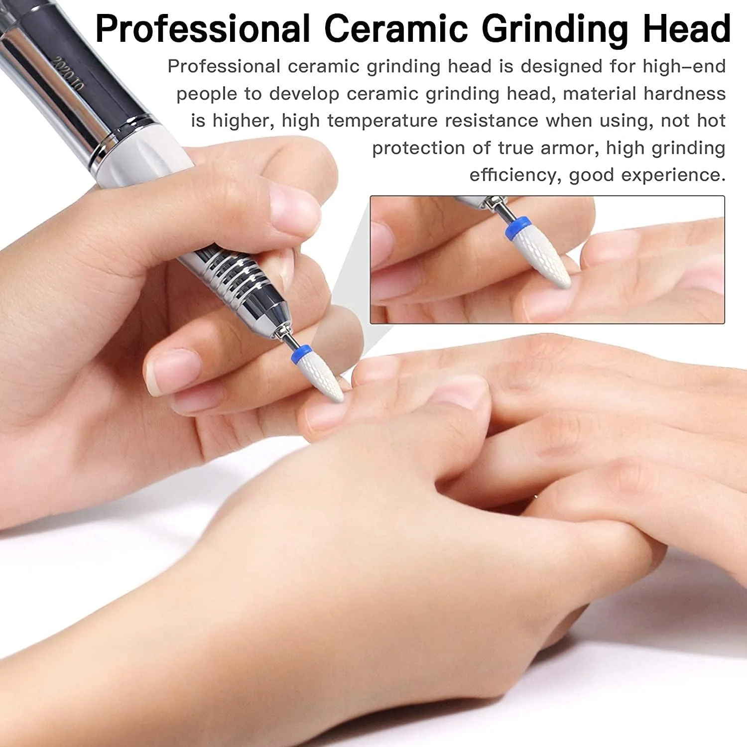 دستگاه سوهان برقی ناخن قابل حمل X&Z-XAOY - دستگاه دریل ناخن بی سیم 30000 دور در دقیقه برای ناخن های اکریلیک، موتور براشلس قدرتمند با صدای کم مناسب سالن ناخن، سفید