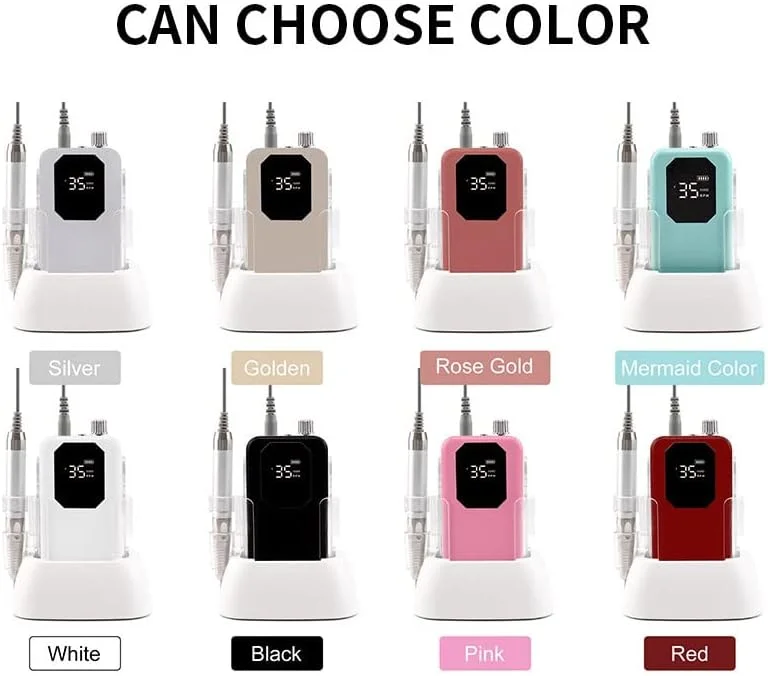 دستگاه سوهان برقی ناخن XINGma با موتور بدون هسته 35000 دور در دقیقه، باتری 2500 میلی آمپر ساعتی، بی صدا و بدون نویز، رنگ ثابت، به همراه استند شارژ، A6