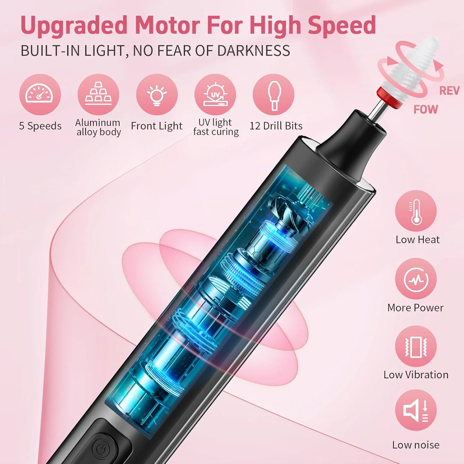 دستگاه سوهان برقی ناخن بی سیم YLYYCC با لامپ UV ناخن: حرفه ای برای ناخن های پودر اکریلیک ژل، ست دستگاه سوهان ناخن قابل حمل برای مانیکور پدیکور، قابل شارژ و سبک دستگاه سوهان برقی ناخن بی سیم YLYYCC با لامپ UV ناخن: حرفه ای برای ناخن های پودر اکریلیک ژل، ست دستگاه سوهان ناخن قابل حمل برای مانیکور پدیکور، قابل شارژ و سبک