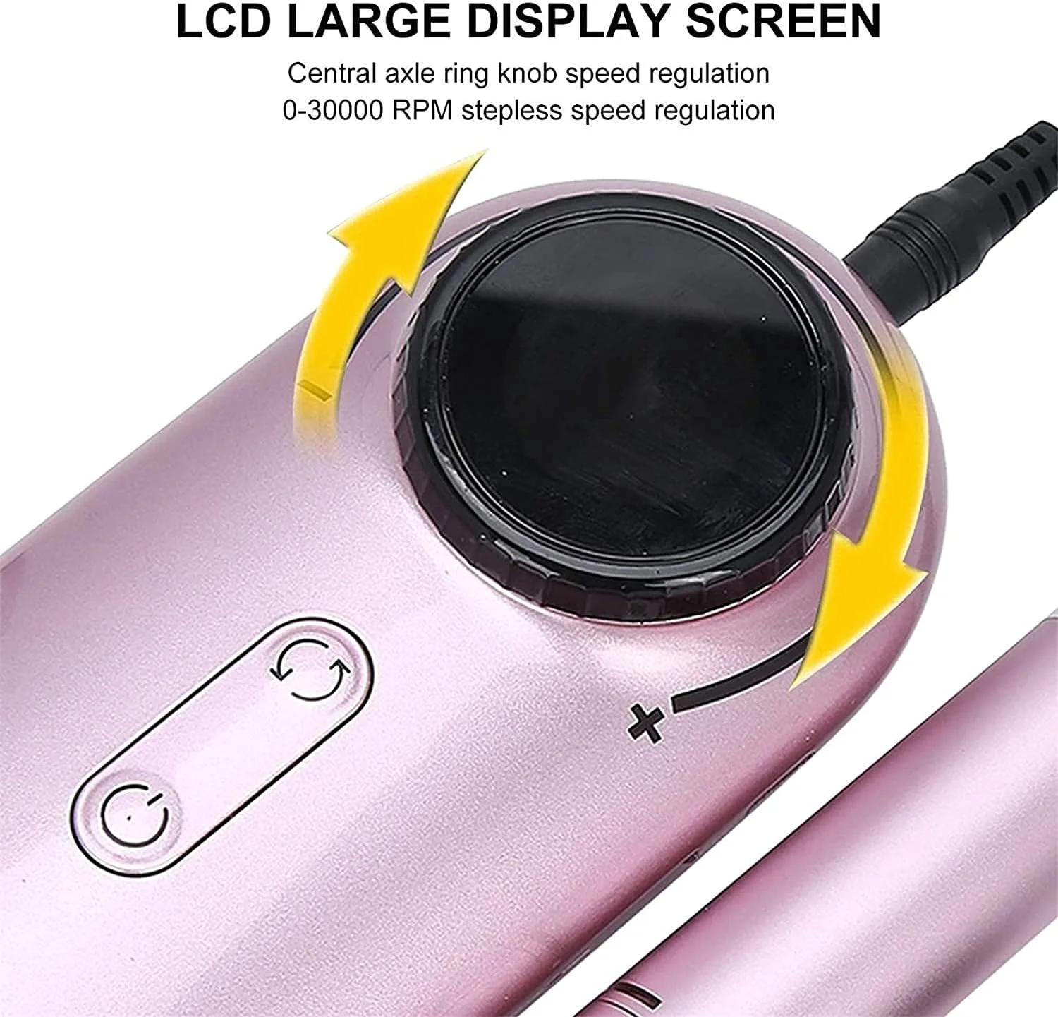 دستگاه سوهان برقی ناخن X&Z-XAOY با سرعت 30000 دور در دقیقه، ابزار مانیکور پدیکور قابل شارژ و تنظیم، برای حکاکی، سنگ زنی، پولیش و سوراخکاری (رنگ: صورتی)