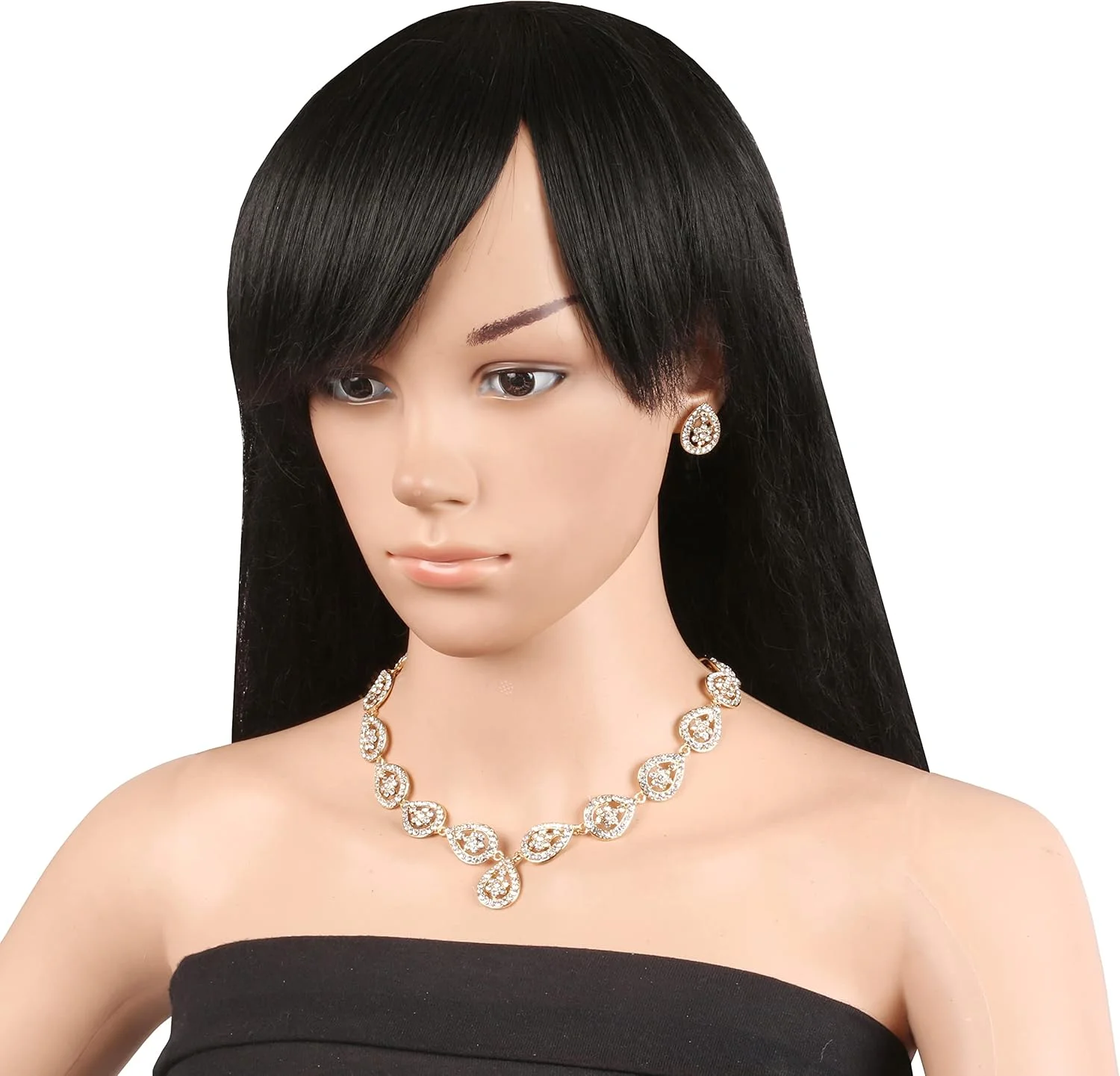 سرویس گردنبند زنانه طرح اشک گلابی، مجلسی و فاخر، کار شده با سنگ های درخشان راین استون، با طراحی الهام گرفته از جواهرات بالیوودی هندی، برند Sunsoul By Touchstone، با روکش طلایی سرویس گردنبند زنانه طرح اشک گلابی، مجلسی و فاخر، کار شده با سنگ های درخشان راین استون، با طراحی الهام گرفته از جواهرات بالیوودی هندی، برند Sunsoul By Touchstone، با روکش طلایی