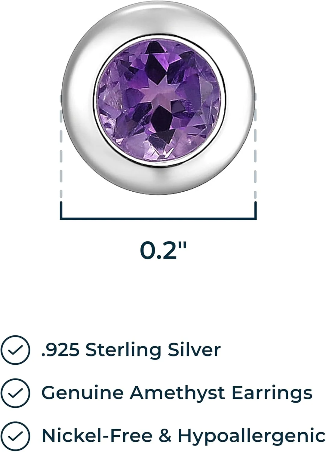 گوشواره های میخی نقره استرلینگ اصل با آمتیست گرد یا زیرکونیا مکعبی قلبی، ظریف و ساده گوشواره های میخی نقره استرلینگ اصل با آمتیست گرد یا زیرکونیا مکعبی قلبی، ظریف و ساده