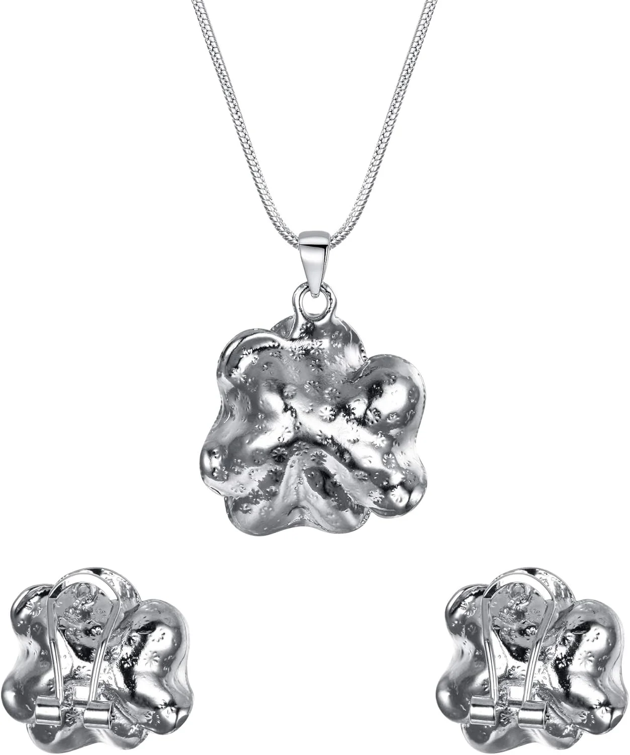 ست جواهرات کاملیا زنانه کلیرین، گردنبند گل کریستالی و گوشواره فرانسوی، نقرهای بنفش ست جواهرات کاملیا زنانه کلیرین، گردنبند گل کریستالی و گوشواره فرانسوی، نقرهای بنفش