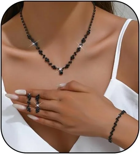 ست گردنبند، گوشواره و دستبند مجلسی Cicod، ست جواهرات کریستالی ظریف برای عروس، نامزدی، جشن و مهمانی زنانه