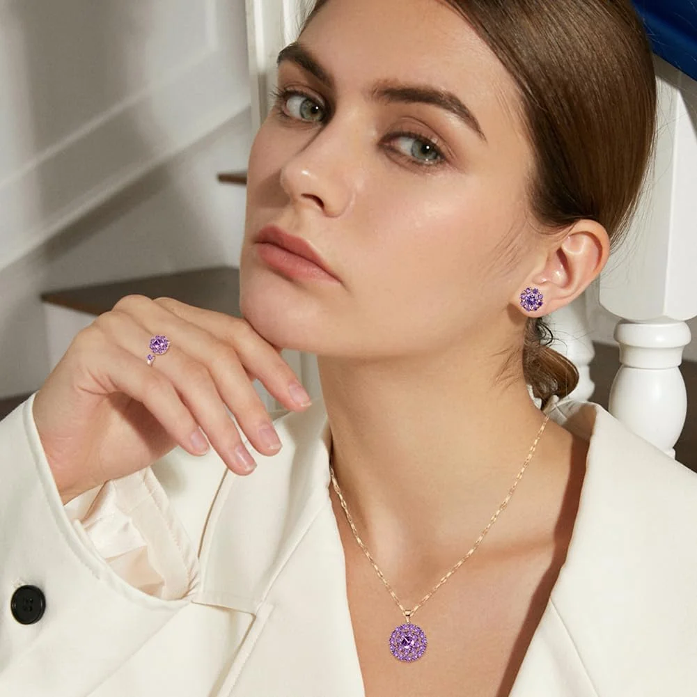 ست جواهرات زنانه Wovanoo شامل انگشتر باز، گردنبند و گوشواره نگین دار، ست جواهرات عروس کریستالی زیرکونیا ست جواهرات زنانه Wovanoo شامل انگشتر باز، گردنبند و گوشواره نگین دار، ست جواهرات عروس کریستالی زیرکونیا