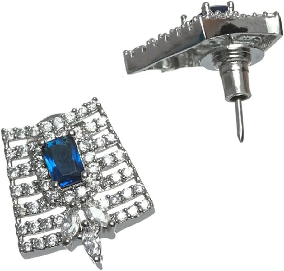 ست جواهرات چوکر چند لایه زنانه دنموس مدل DMZ-3775، نقره اندود، مزین به نگین های آبی و مهره، سایز کوچک، جنس برنج