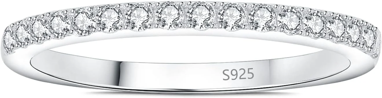 حلقه ازدواج مویسانیت اصل برش گرد JewelryPalace، حلقه نیمه ابدیت نقره استرلینگ 925، حلقه سالگرد تعهد VVS D-F سایز 5-9 حلقه ازدواج مویسانیت اصل برش گرد JewelryPalace، حلقه نیمه ابدیت نقره استرلینگ 925، حلقه سالگرد تعهد VVS D-F سایز 5-9