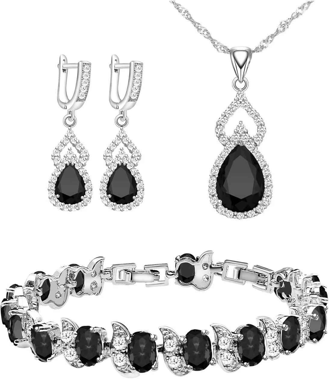 ست جواهرات زنانه LMXXVJ، گردنبند با روکش پلاتین، انگشتر باز، گوشواره و دستبند، هدیه تولد/سالگرد/روز مادر برای مادر/همسر/خواهر/بهترین دوست