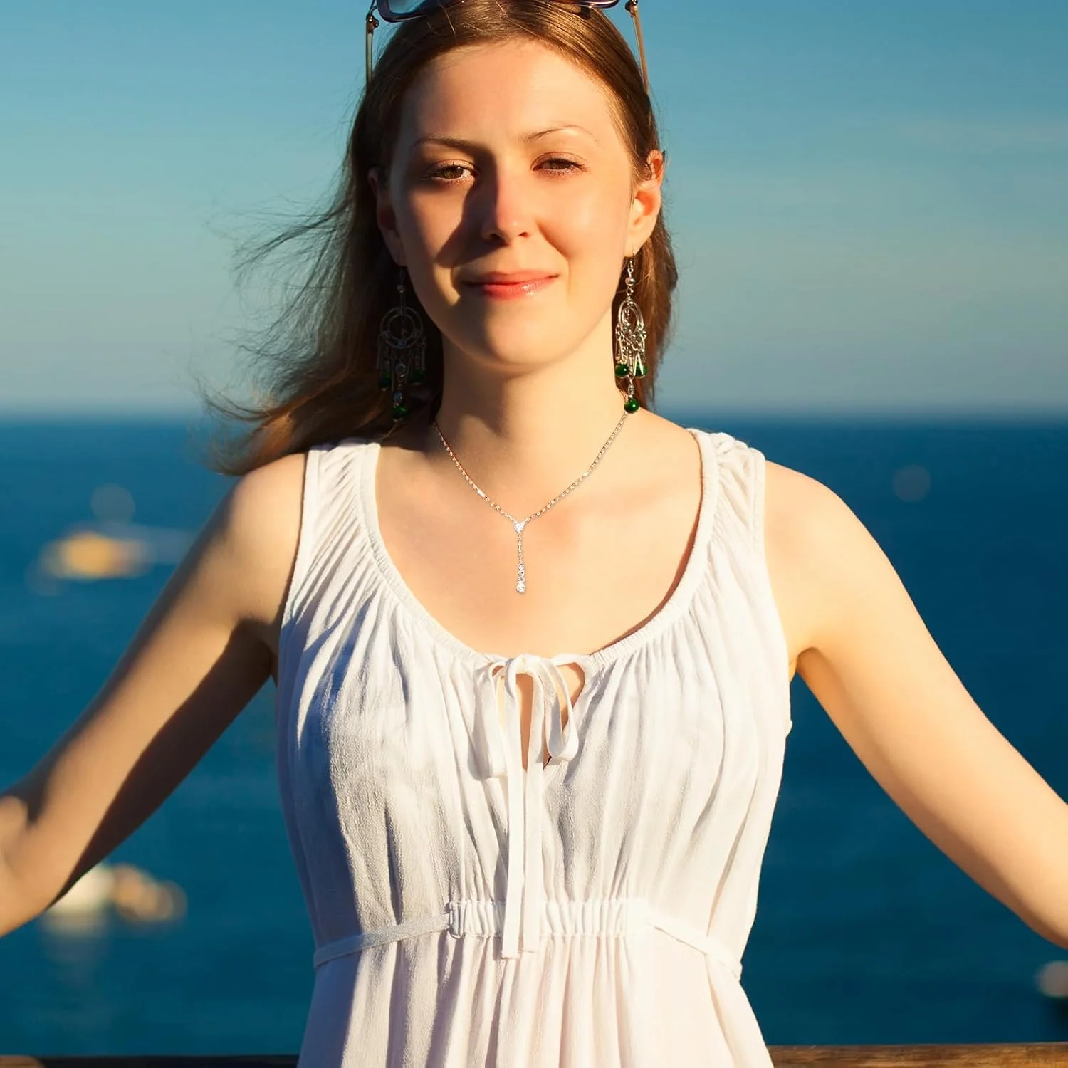 ست جواهرات مجلسی ANGLEQUEEN، شامل گردنبند، گوشواره و دستبند نگین دار زیبا برای عروسی و مهمانی ست جواهرات مجلسی ANGLEQUEEN، شامل گردنبند، گوشواره و دستبند نگین دار زیبا برای عروسی و مهمانی