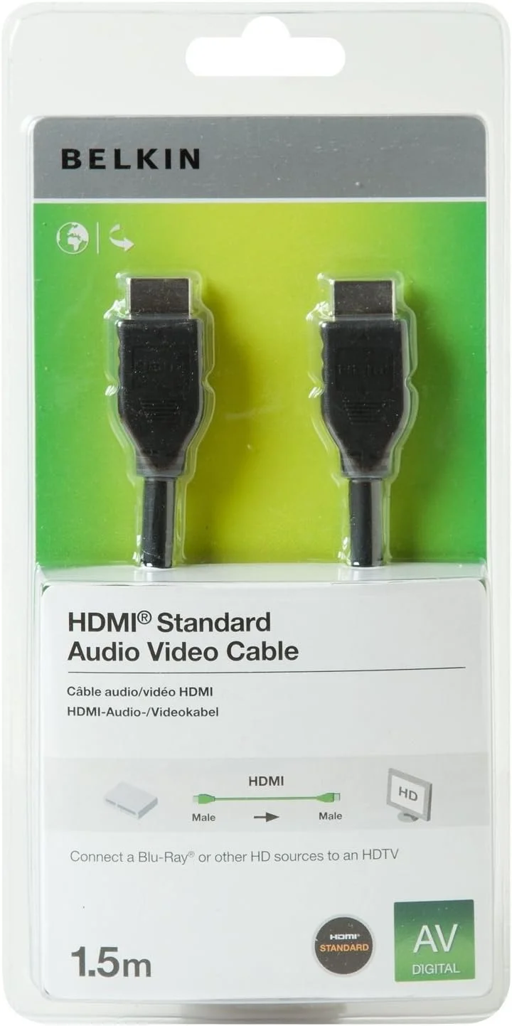 کابل صوتی و تصویری HDMI به HDMI بلکین 1.5 متری - مشکی کابل صوتی و تصویری HDMI به HDMI بلکین 1.5 متری - مشکی