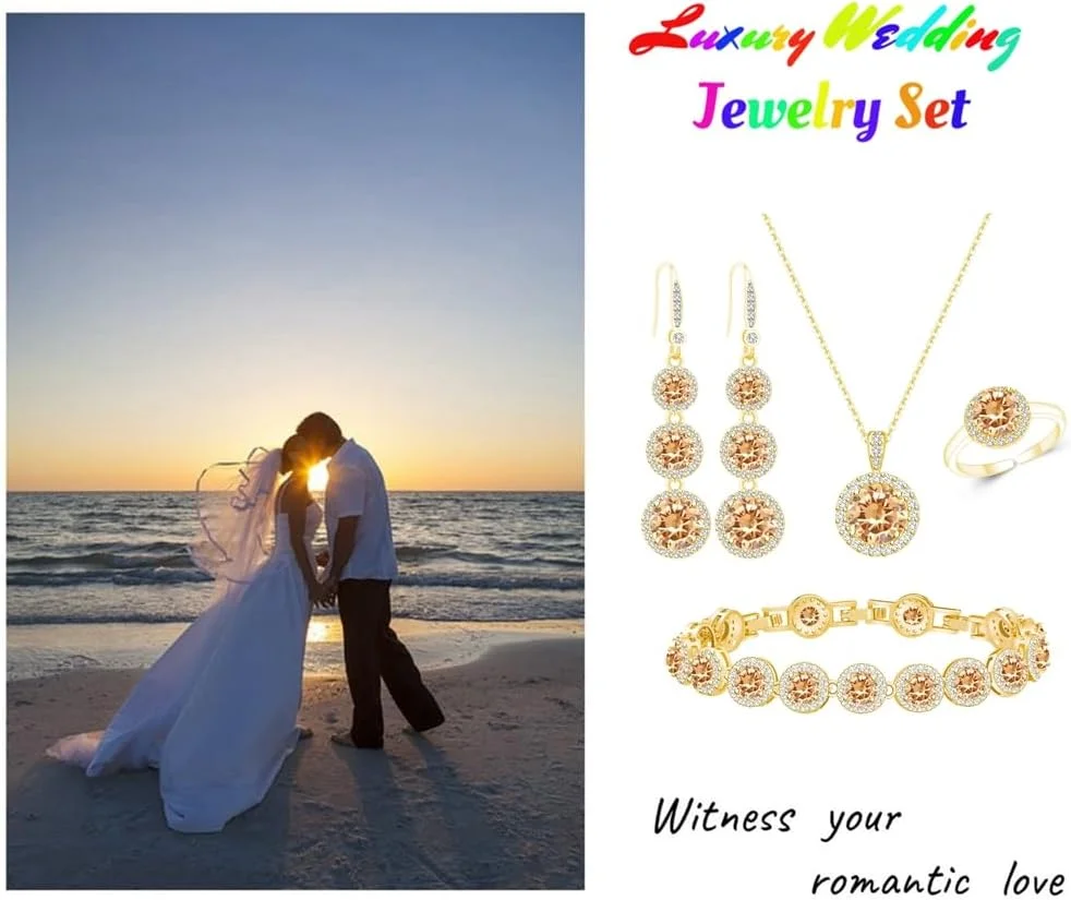 ست جواهرات زنانه LMXXVJ، ست گردنبند، گوشواره، انگشتر قابل تنظیم و دستبند، هدیه شیک و رسمی برای تولد، سالگرد، روز مادر، کریسمس، مناسب برای دختر/مادر/همسر/مادربزرگ/بهترین دوست/عمه ست جواهرات زنانه LMXXVJ، ست گردنبند، گوشواره، انگشتر قابل تنظیم و دستبند، هدیه شیک و رسمی برای تولد، سالگرد، روز مادر، کریسمس، مناسب برای دختر/مادر/همسر/مادربزرگ/بهترین دوست/عمه