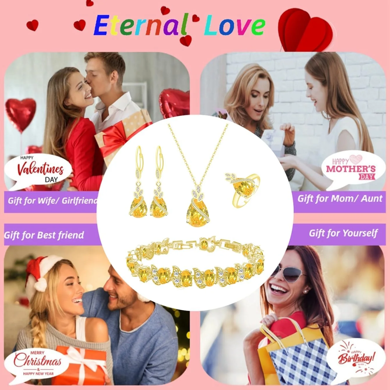 ست جواهرات زنانه LMXXVJ، گردنبند زیرکونیا مکعبی اشکی، گوشواره، انگشتر قابل تنظیم، ست جواهرات دستبند، هدیه جواهرات رسمی ست جواهرات زنانه LMXXVJ، گردنبند زیرکونیا مکعبی اشکی، گوشواره، انگشتر قابل تنظیم، ست جواهرات دستبند، هدیه جواهرات رسمی