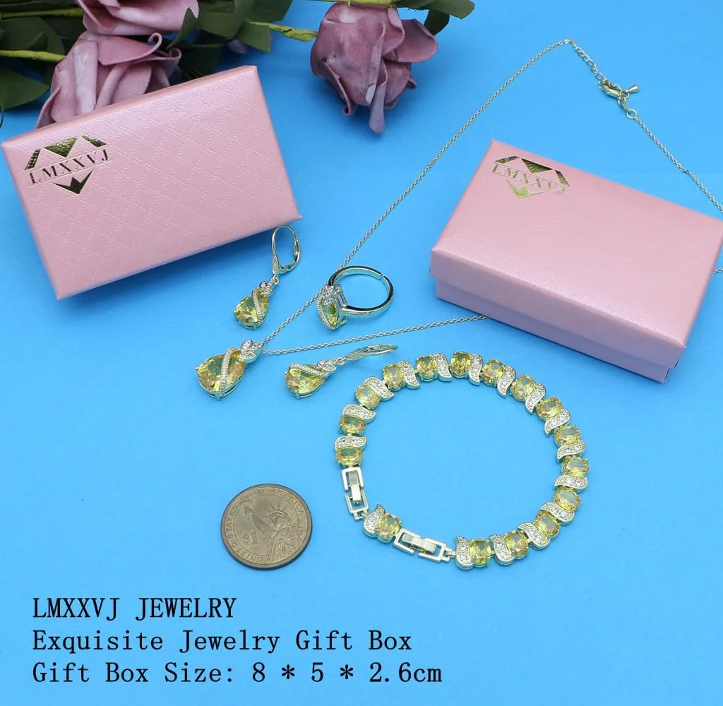 ست جواهرات زنانه LMXXVJ، گردنبند زیرکونیا مکعبی اشکی، گوشواره، انگشتر قابل تنظیم، ست جواهرات دستبند، هدیه جواهرات رسمی ست جواهرات زنانه LMXXVJ، گردنبند زیرکونیا مکعبی اشکی، گوشواره، انگشتر قابل تنظیم، ست جواهرات دستبند، هدیه جواهرات رسمی