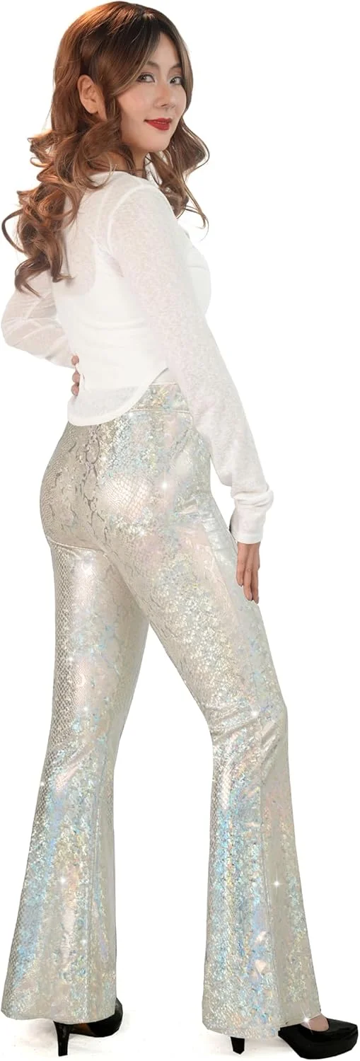 شلوار دمپا گشاد پولکی Nawgut، شلوار براق و اکلیلی کمر بلند، ساق مهمانی، دیسکو، لباس باشگاهی زنانه شلوار دمپا گشاد پولکی Nawgut، شلوار براق و اکلیلی کمر بلند، ساق مهمانی، دیسکو، لباس باشگاهی زنانه