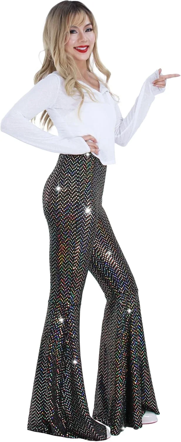 شلوار پولکی زنانه، دمپا گشاد، فاق بلند، زنگوله ای، براق، مناسب مهمانی و کلاب شلوار پولکی زنانه، دمپا گشاد، فاق بلند، زنگوله ای، براق، مناسب مهمانی و کلاب