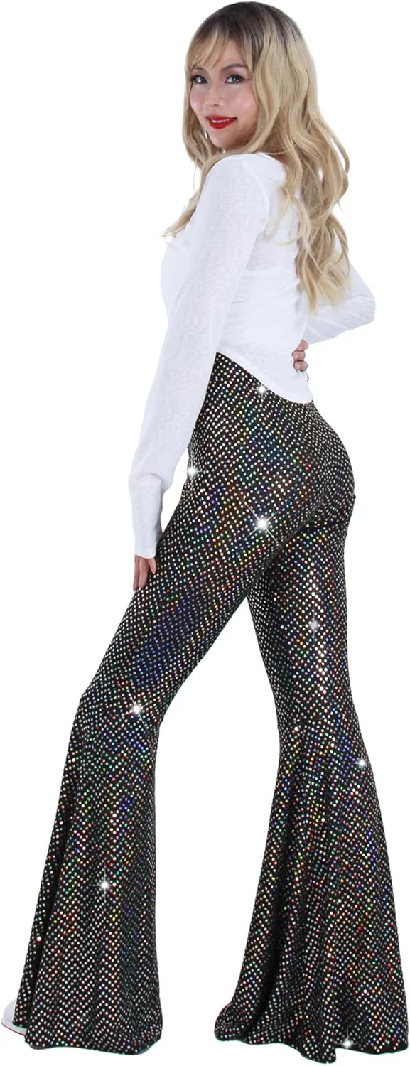 شلوار پولکی زنانه، دمپا گشاد، فاق بلند، زنگوله ای، براق، مناسب مهمانی و کلاب شلوار پولکی زنانه، دمپا گشاد، فاق بلند، زنگوله ای، براق، مناسب مهمانی و کلاب