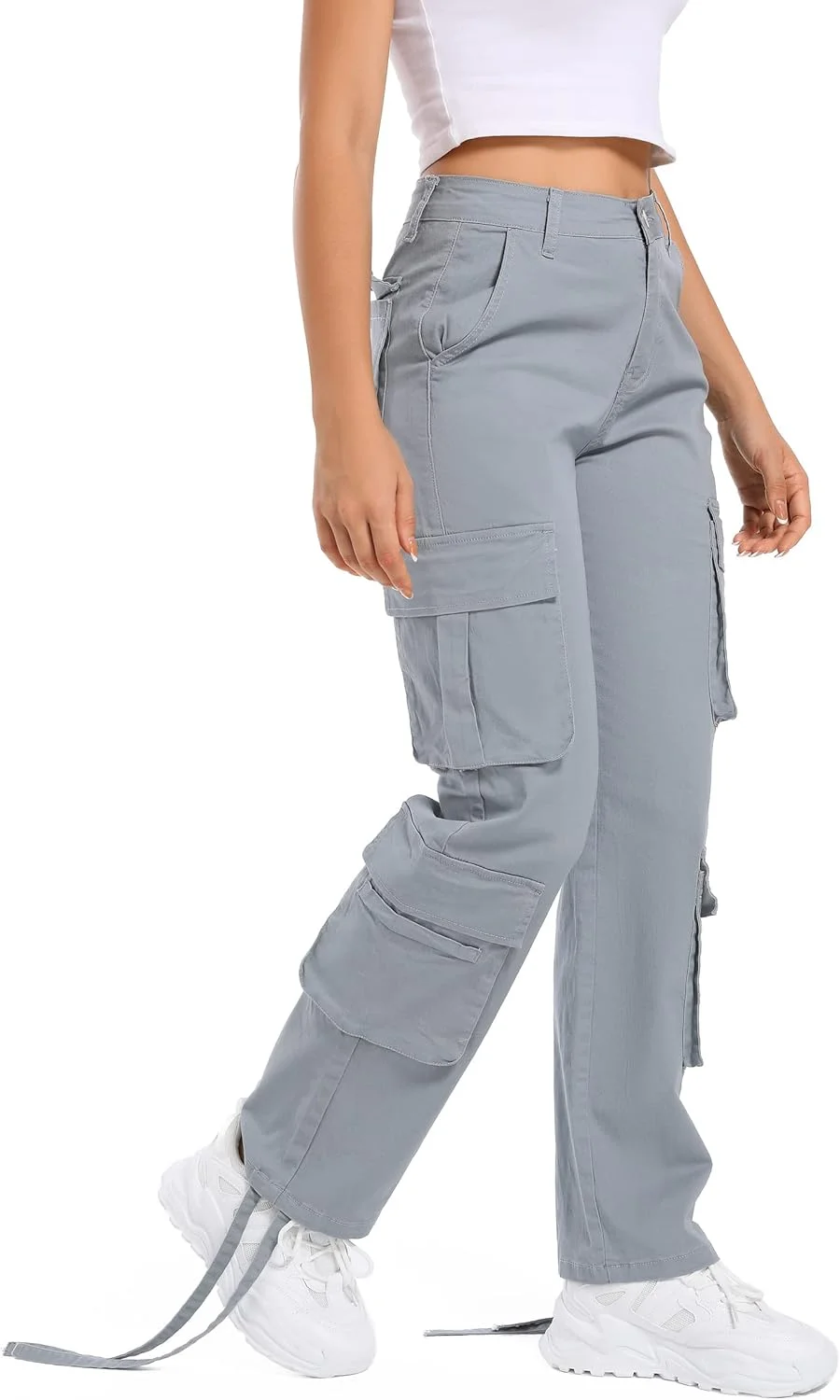 شلوار کارگو زنانه MYOURSA، راسته، کمر بلند، مدل Y2k، دارای جیب شلوار کارگو زنانه MYOURSA، راسته، کمر بلند، مدل Y2k، دارای جیب