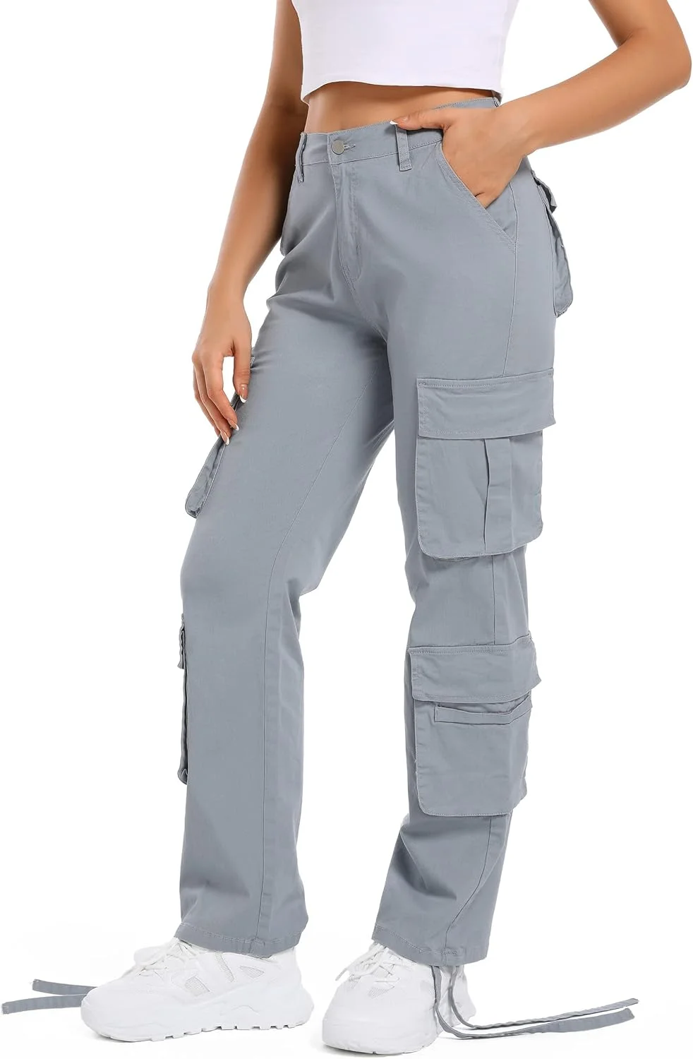 شلوار کارگو زنانه MYOURSA، راسته، کمر بلند، مدل Y2k، دارای جیب شلوار کارگو زنانه MYOURSA، راسته، کمر بلند، مدل Y2k، دارای جیب