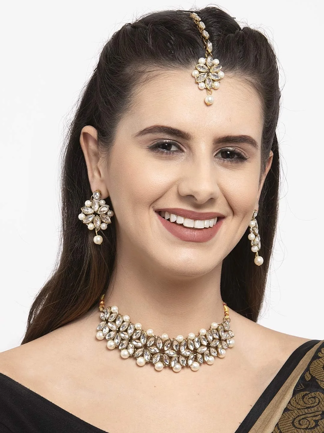 ست جواهرات گردنبند چوکر سنتی کندن عتیقه با طراحی جدید Shining Diva Fashion برای زنان ست جواهرات گردنبند چوکر سنتی کندن عتیقه با طراحی جدید Shining Diva Fashion برای زنان