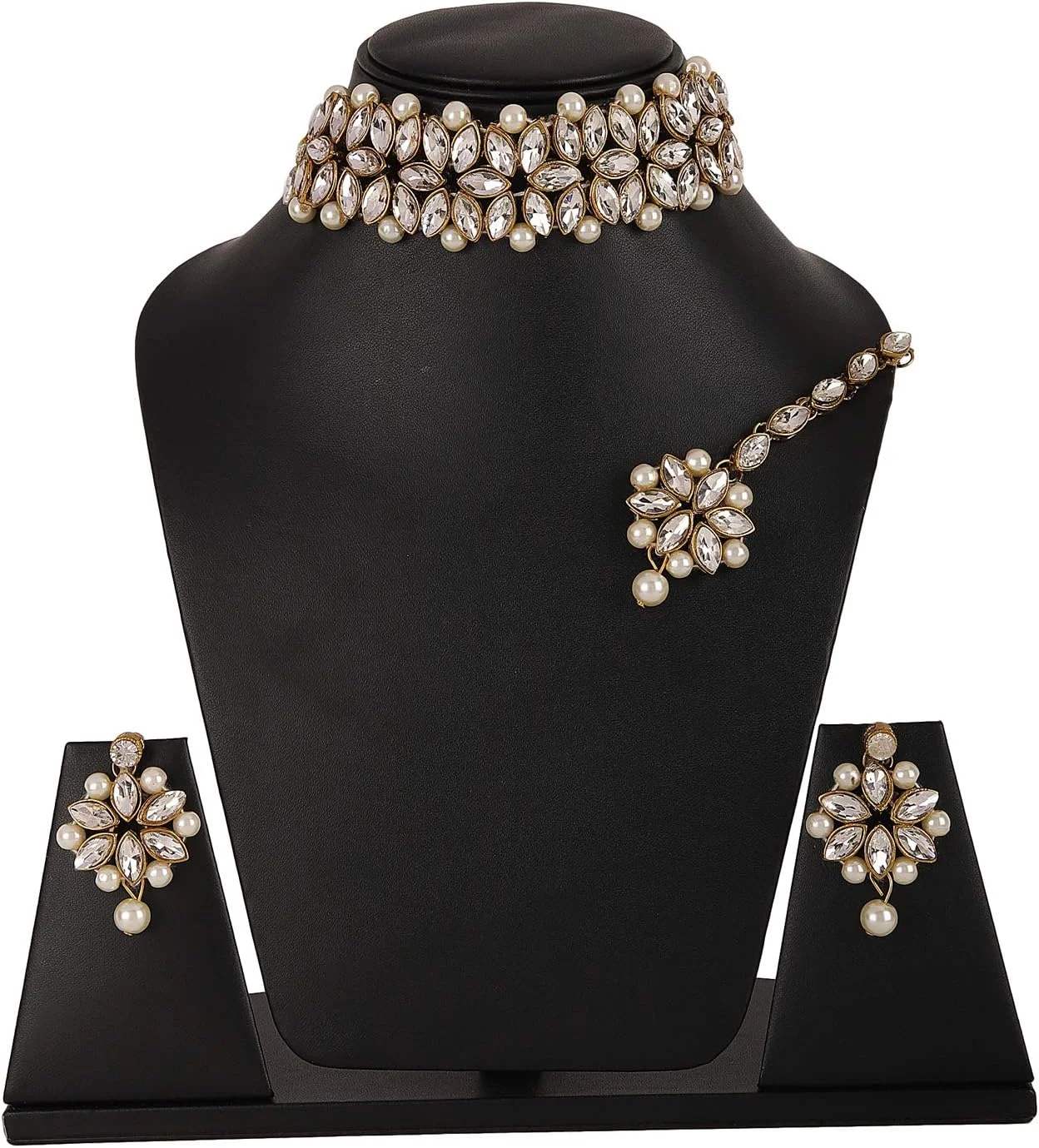 ست جواهرات گردنبند چوکر سنتی کندن عتیقه با طراحی جدید Shining Diva Fashion برای زنان ست جواهرات گردنبند چوکر سنتی کندن عتیقه با طراحی جدید Shining Diva Fashion برای زنان