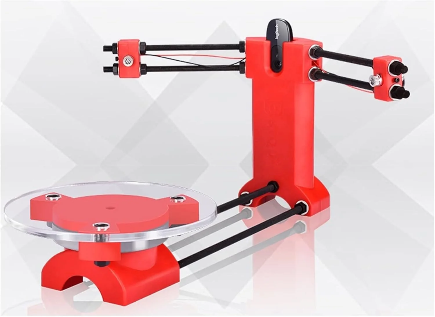 اسکنر سه بعدی مینی SJHDKLW، اسکنر سه بعدی، صفحه چاپگر لیزری، شیء رومیزی، کیت قطعات اسکن منبع باز، صفحه آداپتور سه بعدی DIY، دستگاه دقیق، اسکن مدل سازی چاپ سه بعدی (رنگ: قرمز، اندازه: متوسط)