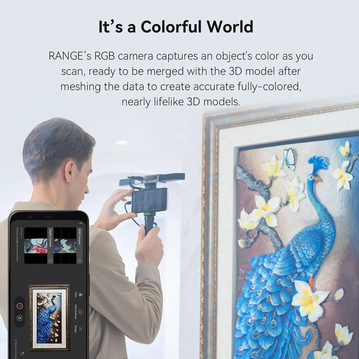 اسکنر سه بعدی مدل HLGKBY، اسکنر سه بعدی دستی برای چاپ سه بعدی با صفحه گردان، اسکن سه بعدی تمام رنگی با سرعت اسکن تا 18 فریم در ثانیه، برای اسکن بدن، صورت و قطعات خودرو