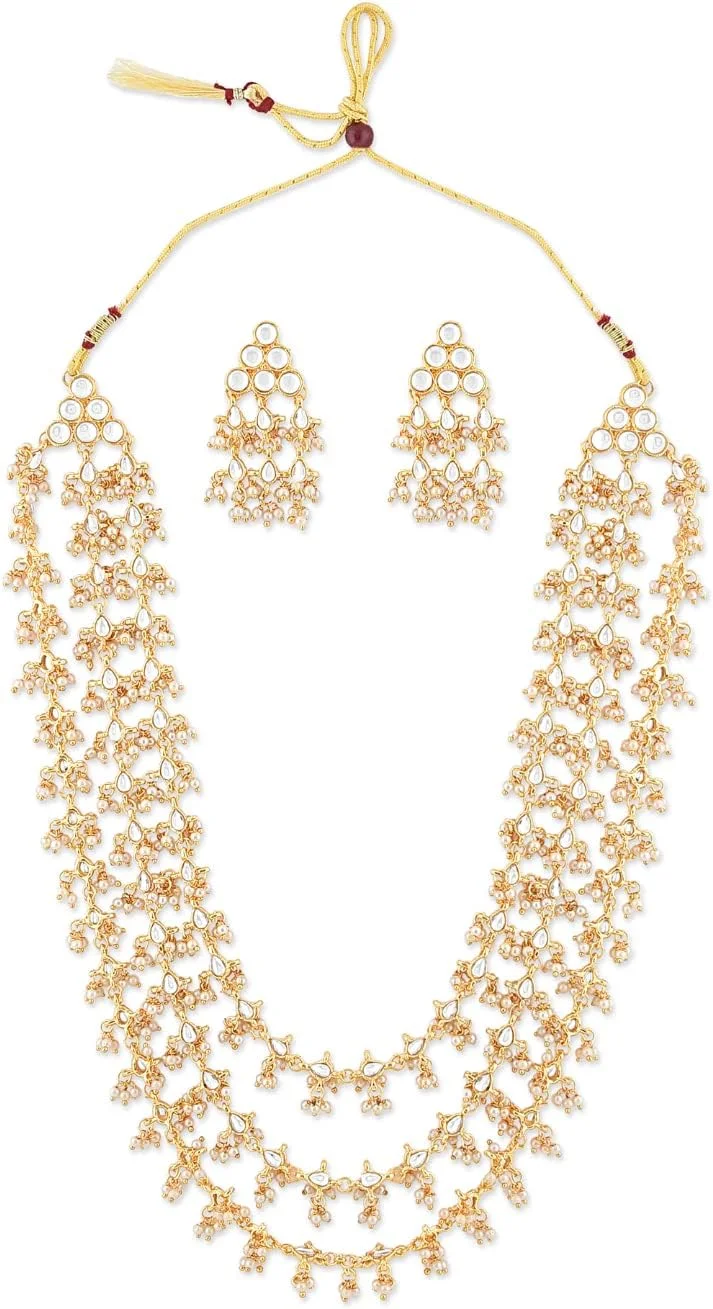 ست جواهرات زنانه ZAVERI PEARLS (طلایی) (Zpfk8725)