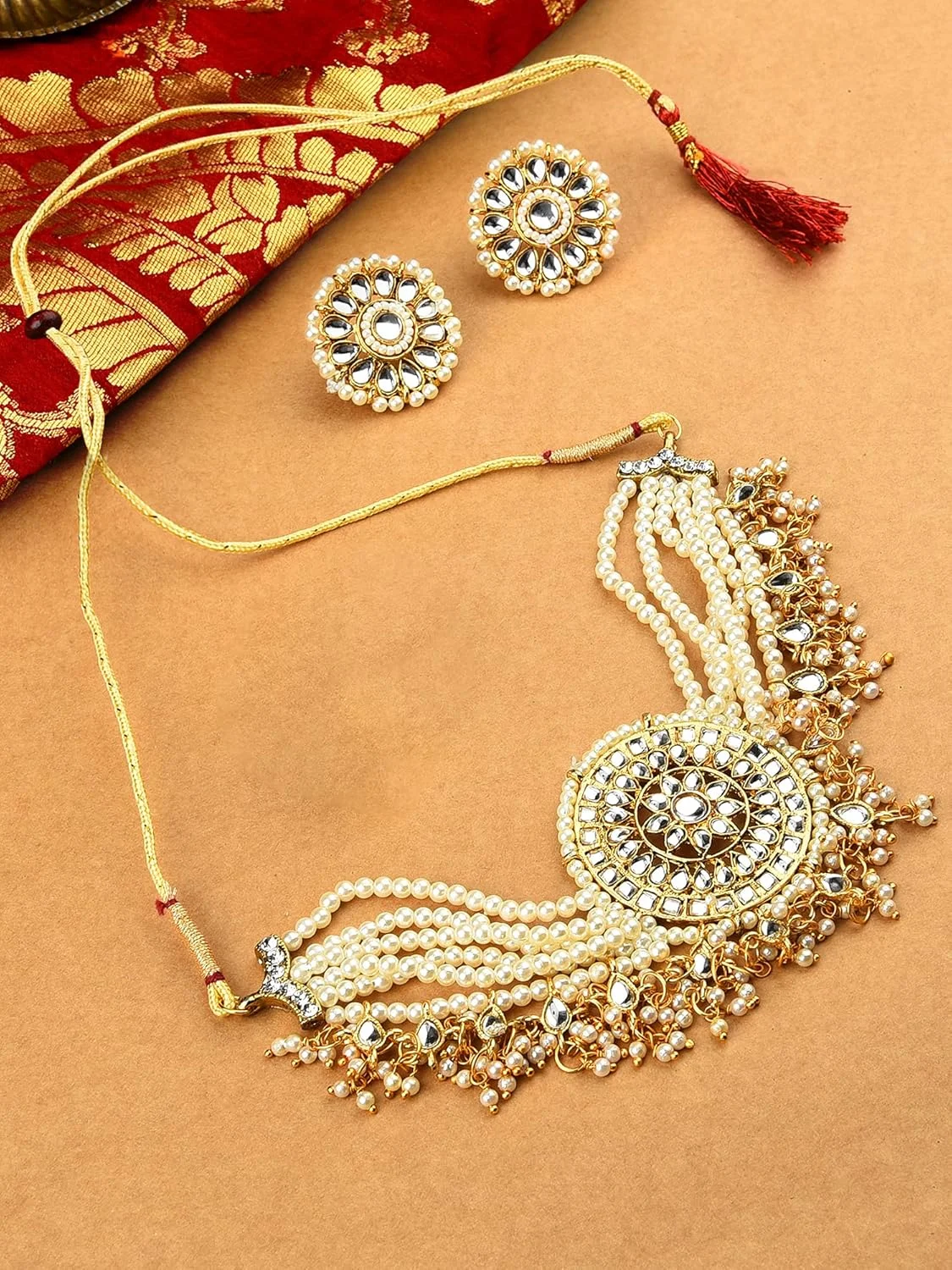 ست جواهرات زنانه ZAVERI PEARLS (طلایی) (ZPFK9805)