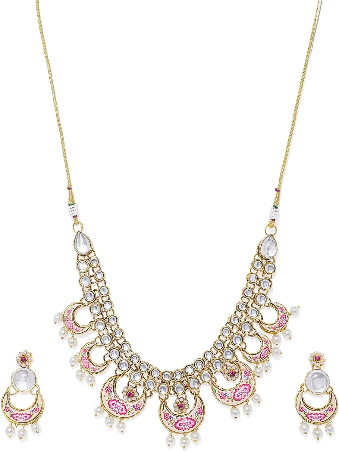ست جواهرات Kundan ZAVERI PEARLS زنانه (طلایی) (Zpfk7839)