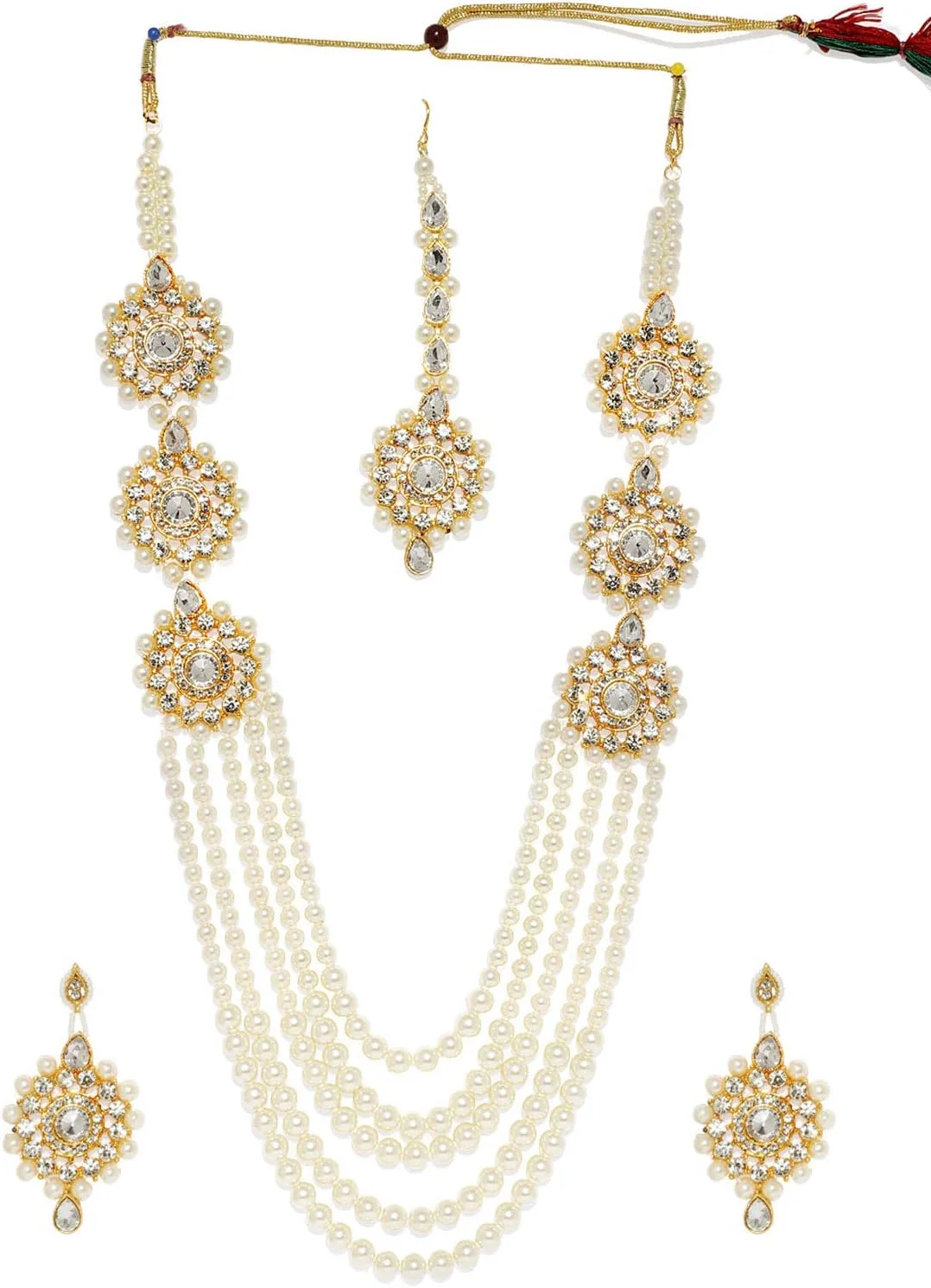 ست جواهرات قومی زنانه ZAVERI PEARLS (طلایی) (ZPFK7637)