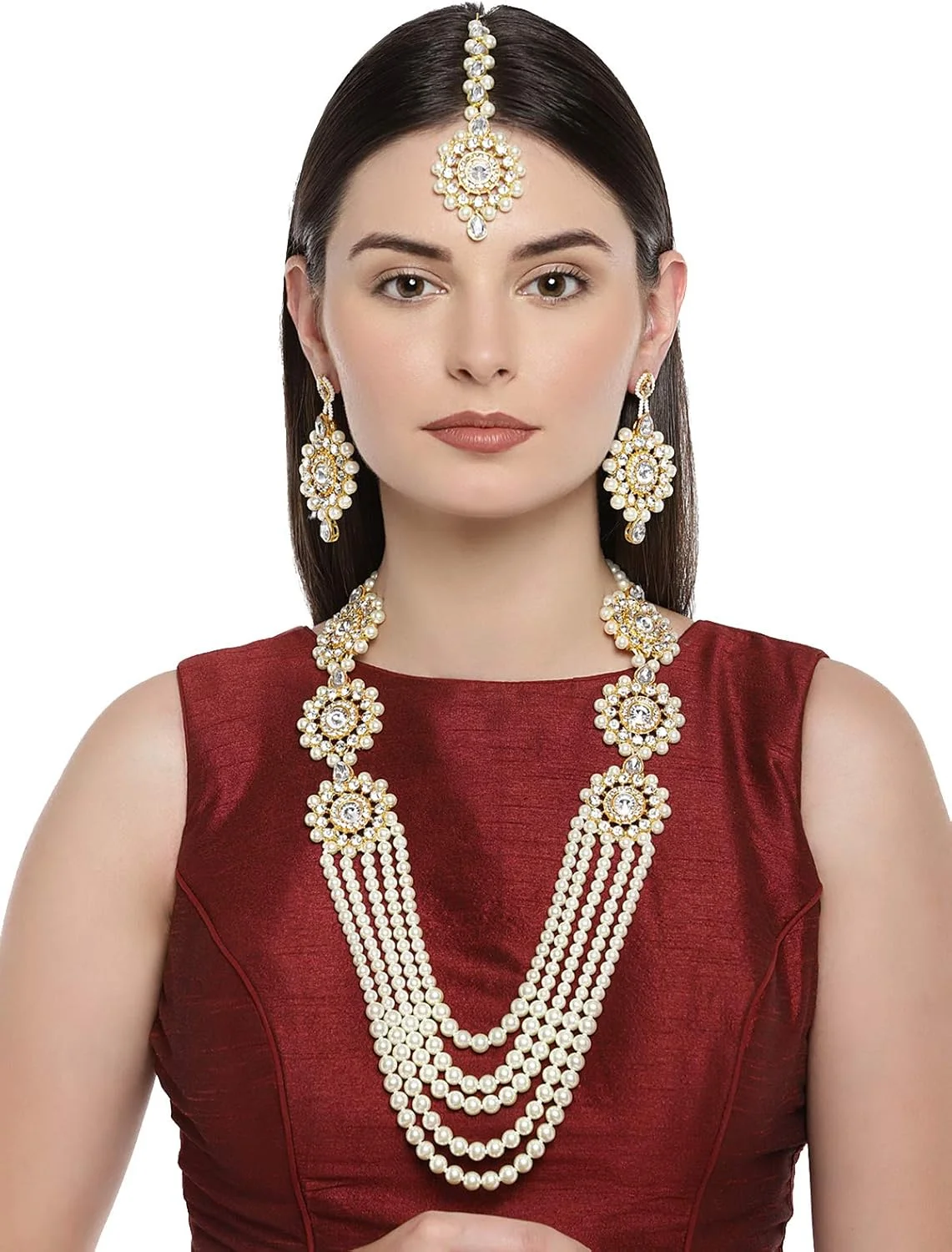 ست جواهرات قومی زنانه ZAVERI PEARLS (طلایی) (ZPFK7637)