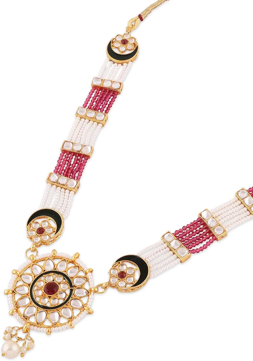 زیوری پرلز ست گردنبند، گوشواره و انگشتر زنانه با سنگ های چند رشته ای Kundan بنفش و سبز - ZPFK16607 زیوری پرلز ست گردنبند، گوشواره و انگشتر زنانه با سنگ های چند رشته ای Kundan بنفش و سبز - ZPFK16607