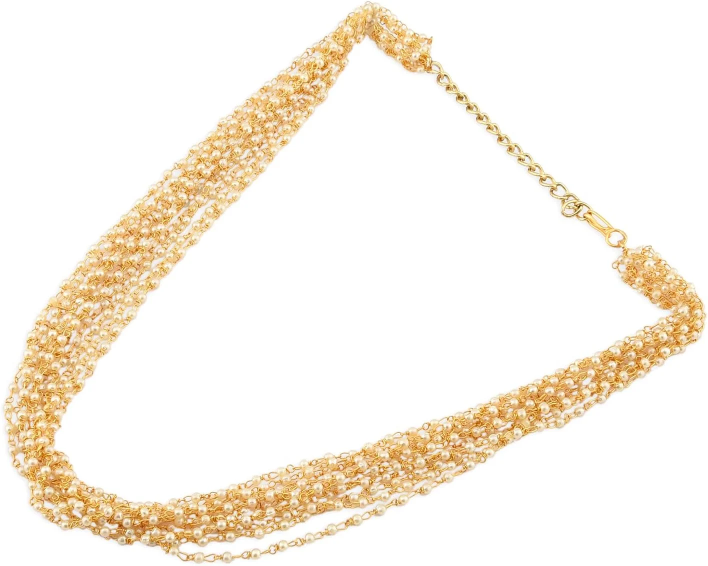 زیوری پرلز، ست گردنبند و گوشواره زنانه با مروارید چند رشته ای و طرح طلایی - ZPFK12744 زیوری پرلز، ست گردنبند و گوشواره زنانه با مروارید چند رشته ای و طرح طلایی - ZPFK12744