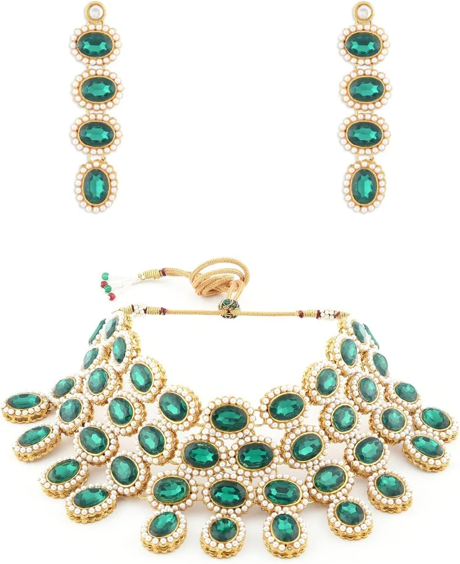 ست جواهرات عروس زنانه ZAVERI PEARLS (سبز) (Zpfk8645)