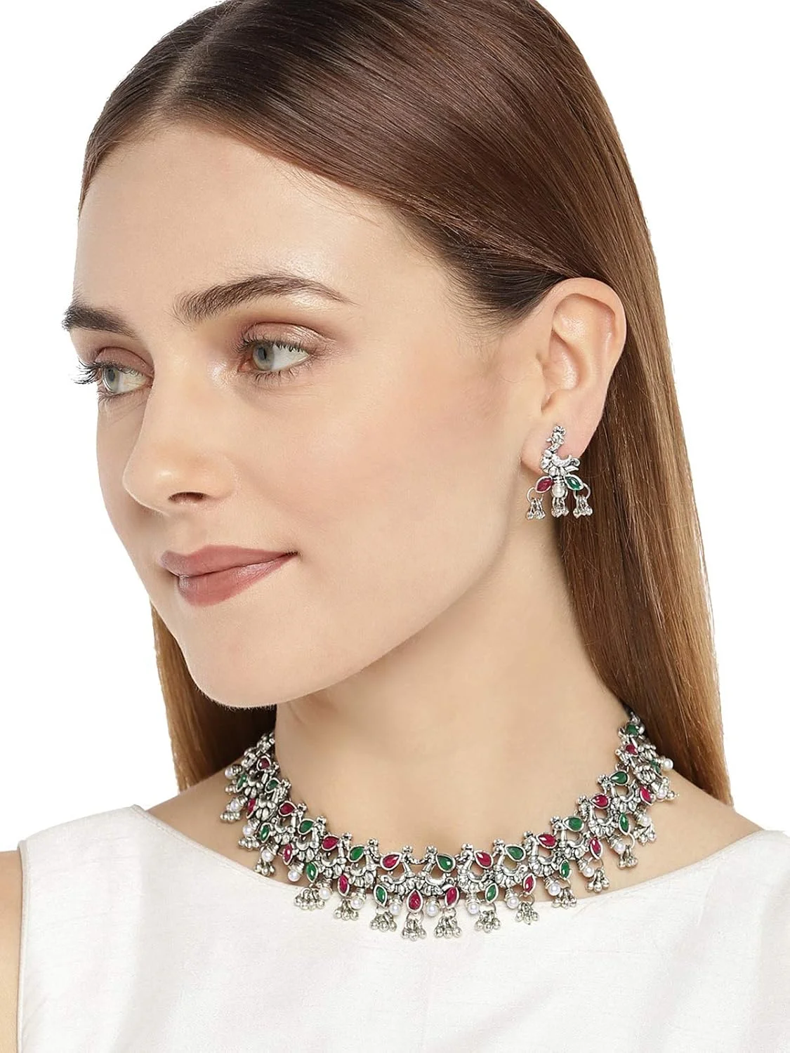 ست جواهرات زنانه ZAVERI PEARLS (نقره ای) (Zpfk7561)