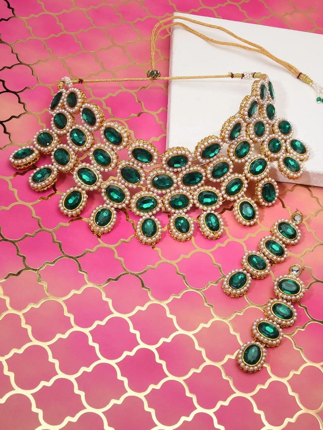 ست جواهرات عروس زنانه ZAVERI PEARLS (سبز) (Zpfk8645) ست جواهرات عروس زنانه ZAVERI PEARLS (سبز) (Zpfk8645)