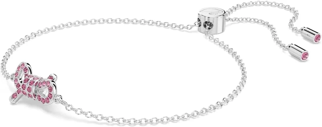 دستبند پاپیونی Swarovski Lifelong، پاپیون، صورتی، روکش رودیوم