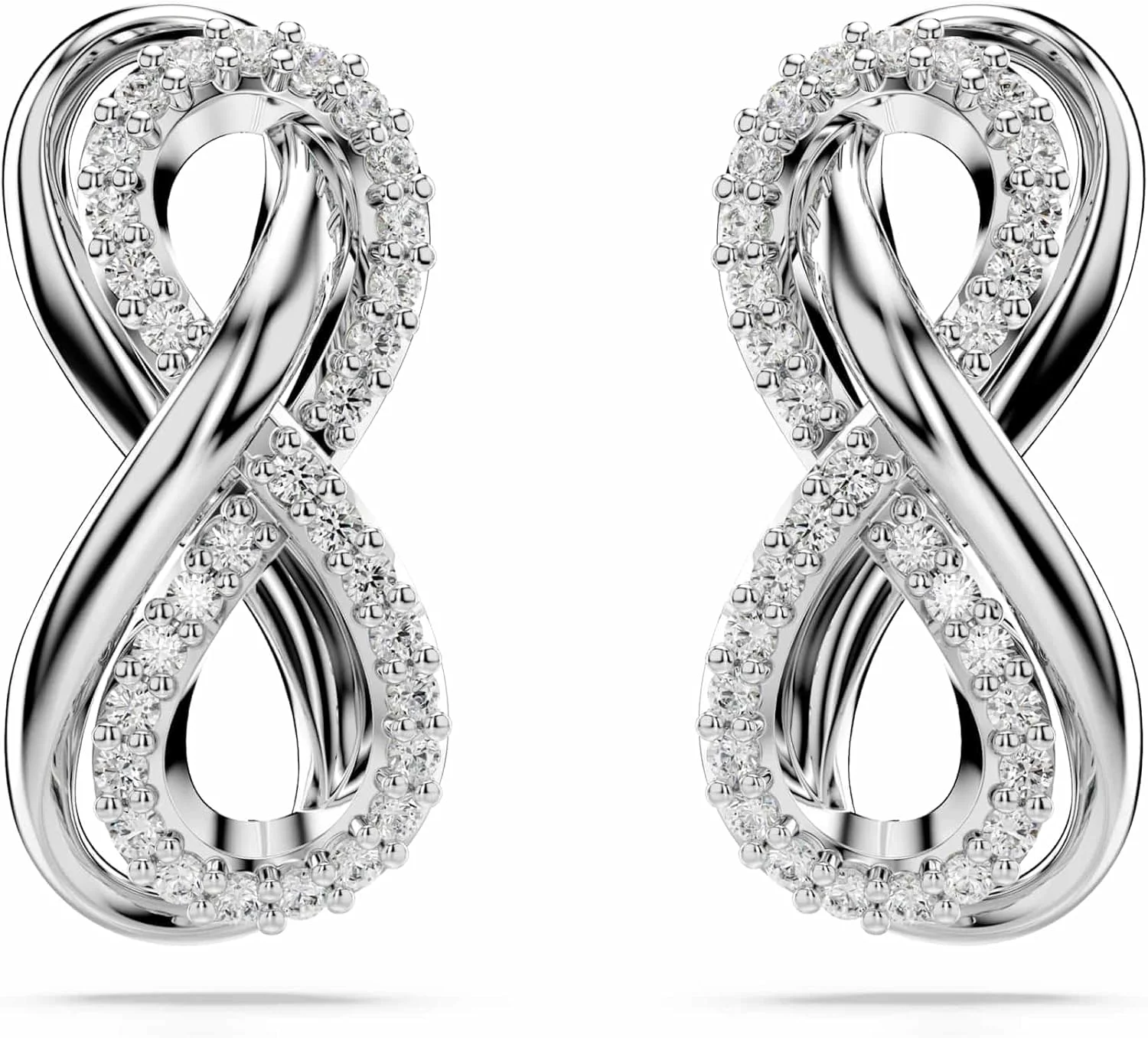 گوشواره های میخی سواروسکی هایپربولا، بی نهایت، سفید، روکش طلای رزگلد