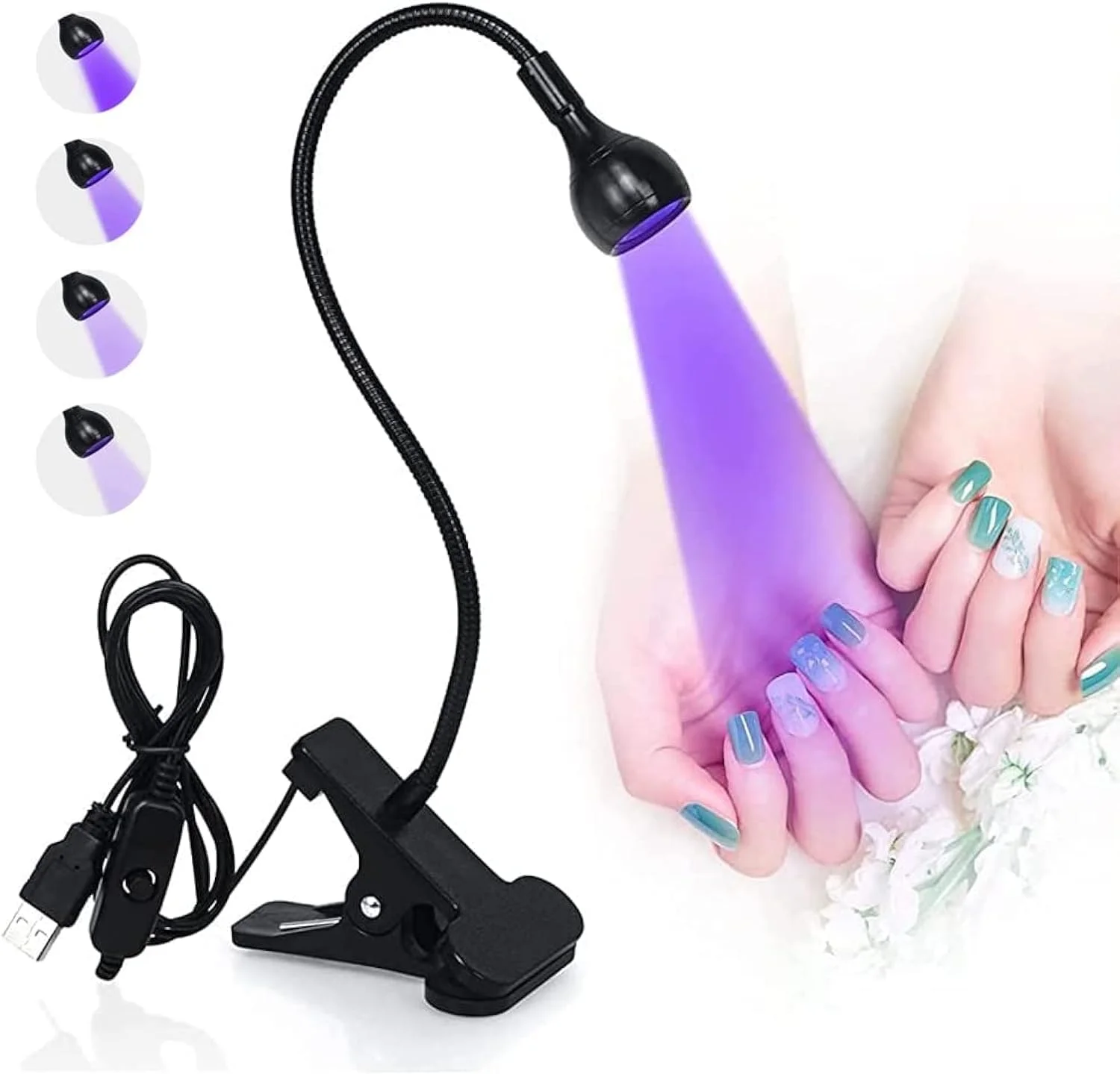 چراغ UV ناخن AquaFalcon 3W، خشک کن LED ژل ناخن بدون دست، چراغ های کیورینگ لاک ناخن با گیره ثابت چرخان برای ناخن های ژلی چراغ UV ناخن AquaFalcon 3W، خشک کن LED ژل ناخن بدون دست، چراغ های کیورینگ لاک ناخن با گیره ثابت چرخان برای ناخن های ژلی