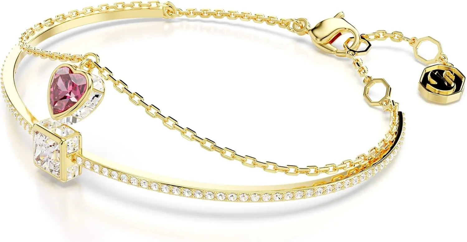 دستبند النگویی سواروسکی Chroma، قلب، قرمز، با روکش طلایی دستبند النگویی سواروسکی Chroma، قلب، قرمز، با روکش طلایی