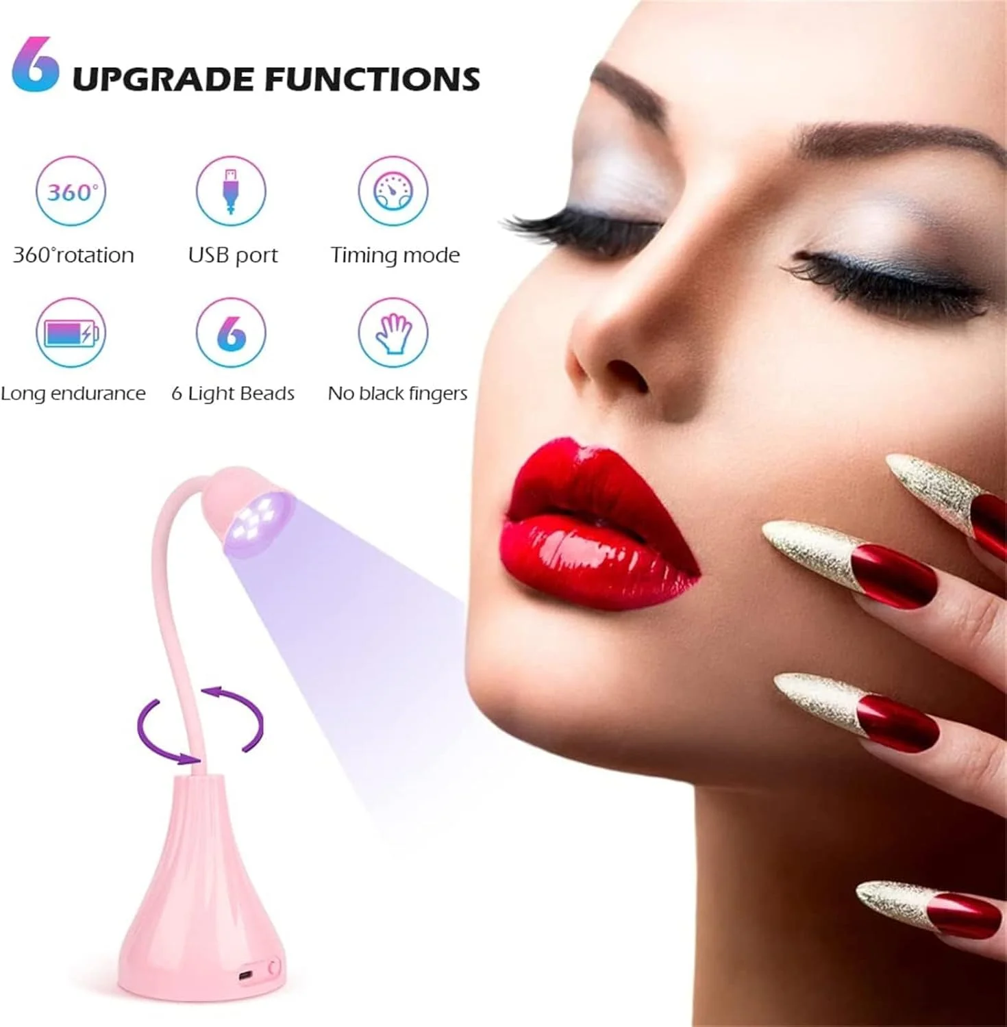 چراغ UV LED ناخن Aputue، خشک کن ناخن چرخشی بدون دست طرح لوتوس، چراغ خشک کن سریع قابل حمل، چراغ گردن غازی برای دکوراسیون مانیکور سالن خانگی چراغ UV LED ناخن Aputue، خشک کن ناخن چرخشی بدون دست طرح لوتوس، چراغ خشک کن سریع قابل حمل، چراغ گردن غازی برای دکوراسیون مانیکور سالن خانگی