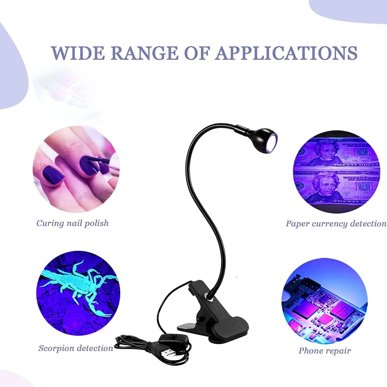 چراغ UV ناخن AquaFalcon 3W، خشک کن LED ژل ناخن بدون دست، چراغ های کیورینگ لاک ناخن با گیره ثابت چرخان برای ناخن های ژلی چراغ UV ناخن AquaFalcon 3W، خشک کن LED ژل ناخن بدون دست، چراغ های کیورینگ لاک ناخن با گیره ثابت چرخان برای ناخن های ژلی