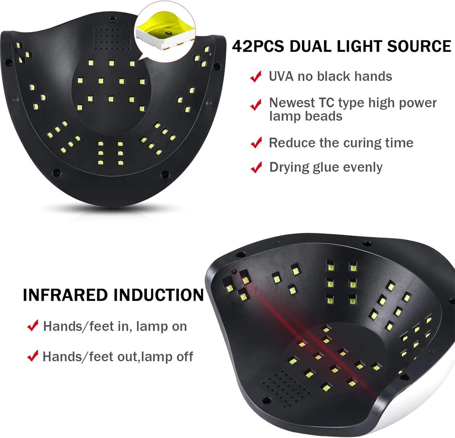 دستگاه خشک کن لاک ناخن UV LED Arabest، 120 وات، خشک کن سریع ناخن با دستکش های بدون انگشت ضد UV، دارای 42 لامپ LED با 4 تایمر برای خشک کردن لاک ژل، لامپ های خشک کن فضای بزرگ برای ناخن های دست و پا (سفید 1) دستگاه خشک کن لاک ناخن UV LED Arabest، 120 وات، خشک کن سریع ناخن با دستکش های بدون انگشت ضد UV، دارای 42 لامپ LED با 4 تایمر برای خشک کردن لاک ژل، لامپ های خشک کن فضای بزرگ برای ناخن های دست و پا (سفید 1)
