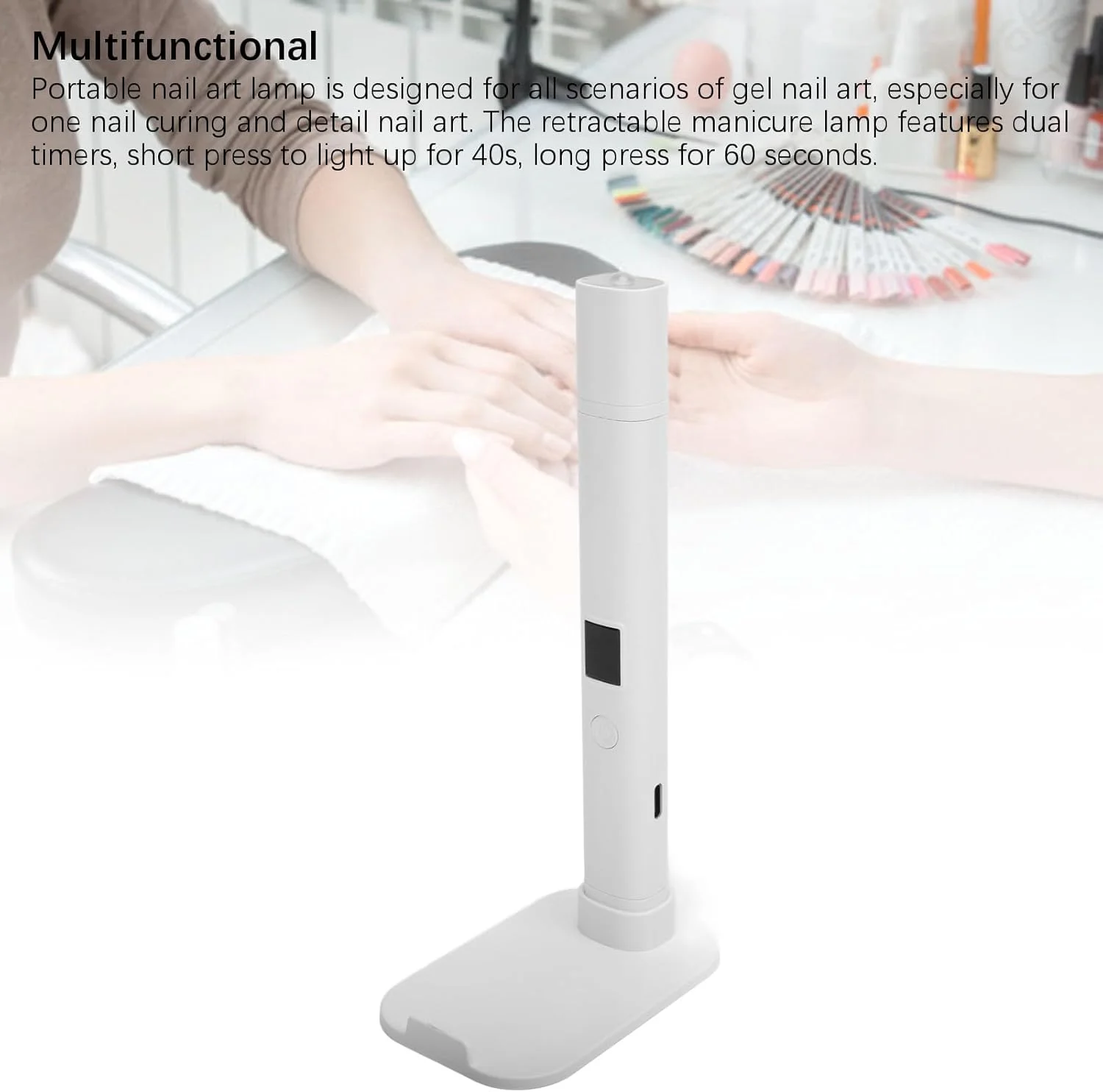 چراغ UV دستی، چراغ LED قابل حمل UV ناخن، چراغ UV ناخن قابل شارژ و جمع شونده با پایه برای خانه و سالن ناخن