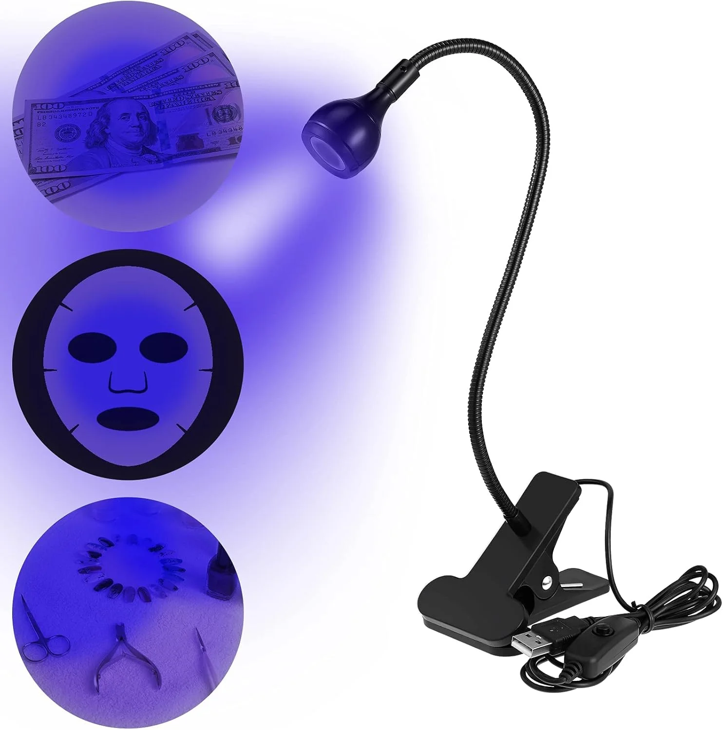 چراغ LED UV KASTWAVE برای خشک کردن چسب، چراغ LED UV با تراشه بزرگ 395 نانومتری با گردن غازی و گیره، چراغ رومیزی کوچک قابل حمل با گردن غازی برای خشک کردن ژل ناخن در فضای باز، ورودی USB 5 ولت - مشکی چراغ LED UV KASTWAVE برای خشک کردن چسب، چراغ LED UV با تراشه بزرگ 395 نانومتری با گردن غازی و گیره، چراغ رومیزی کوچک قابل حمل با گردن غازی برای خشک کردن ژل ناخن در فضای باز، ورودی USB 5 ولت - مشکی