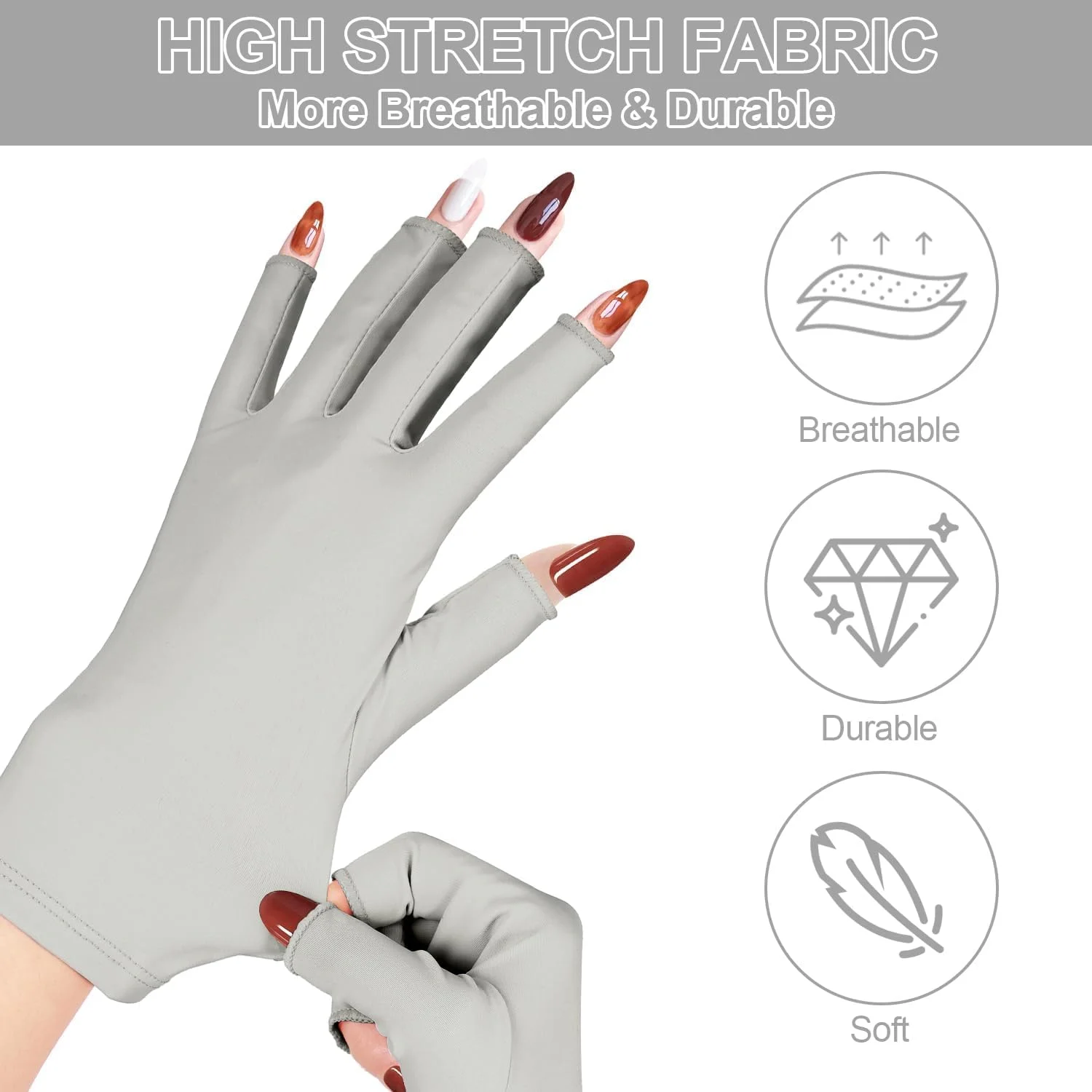 دستکش های محافظ یو وی برای ناخن - دستکش های حرفه ای های-تک با UPF200+ برای مانیکور، ضد اشعه UVA و UVB 999+ دستکش های محافظ یو وی برای مراقبت از پوست با لامپ ژل ناخن، دستکش های بدون انگشت برای جلوگیری از آسیب اشعه یو وی به دست (صورتی)