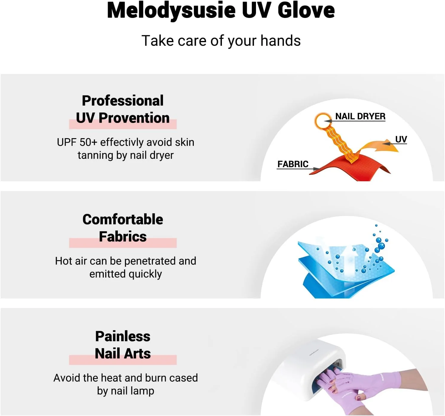 دستکش محافظ UV MelodySusie - محافظت از دست ها در برابر نور UV برای مانیکور ژلی (بنفش) دستکش محافظ UV MelodySusie - محافظت از دست ها در برابر نور UV برای مانیکور ژلی (بنفش)